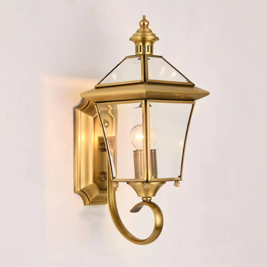 Traditional Brass Birdcage Wall Lamp With 1 Light For Balcony Mount 14/15 Height / A