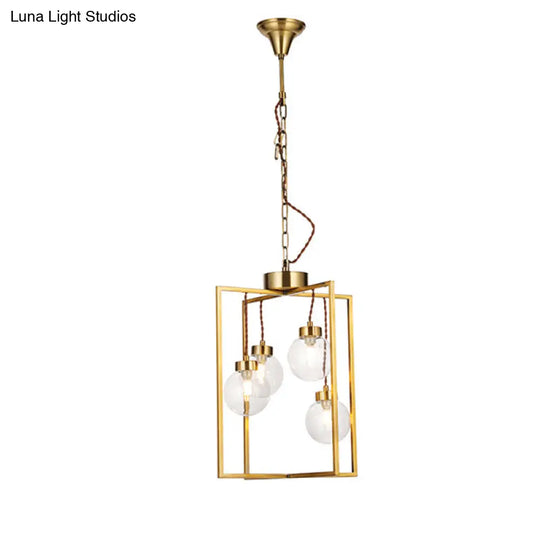 Traditional Brass Chandelier Light Fixture - Clear Glass & Metal Pendant Lamp