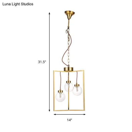 Traditional Brass Chandelier Light Fixture - Clear Glass & Metal Pendant Lamp