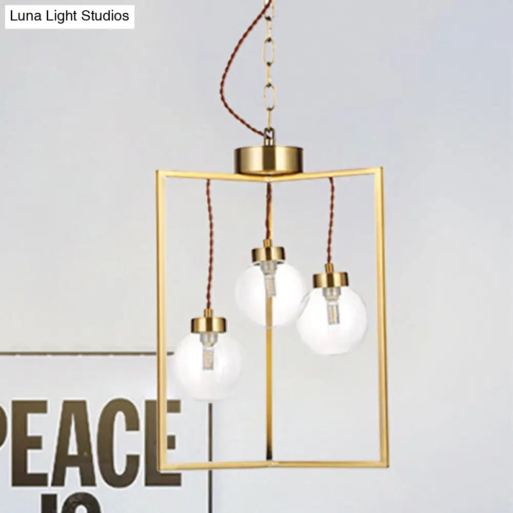 Traditional Brass Chandelier Light Fixture - Clear Glass & Metal Pendant Lamp