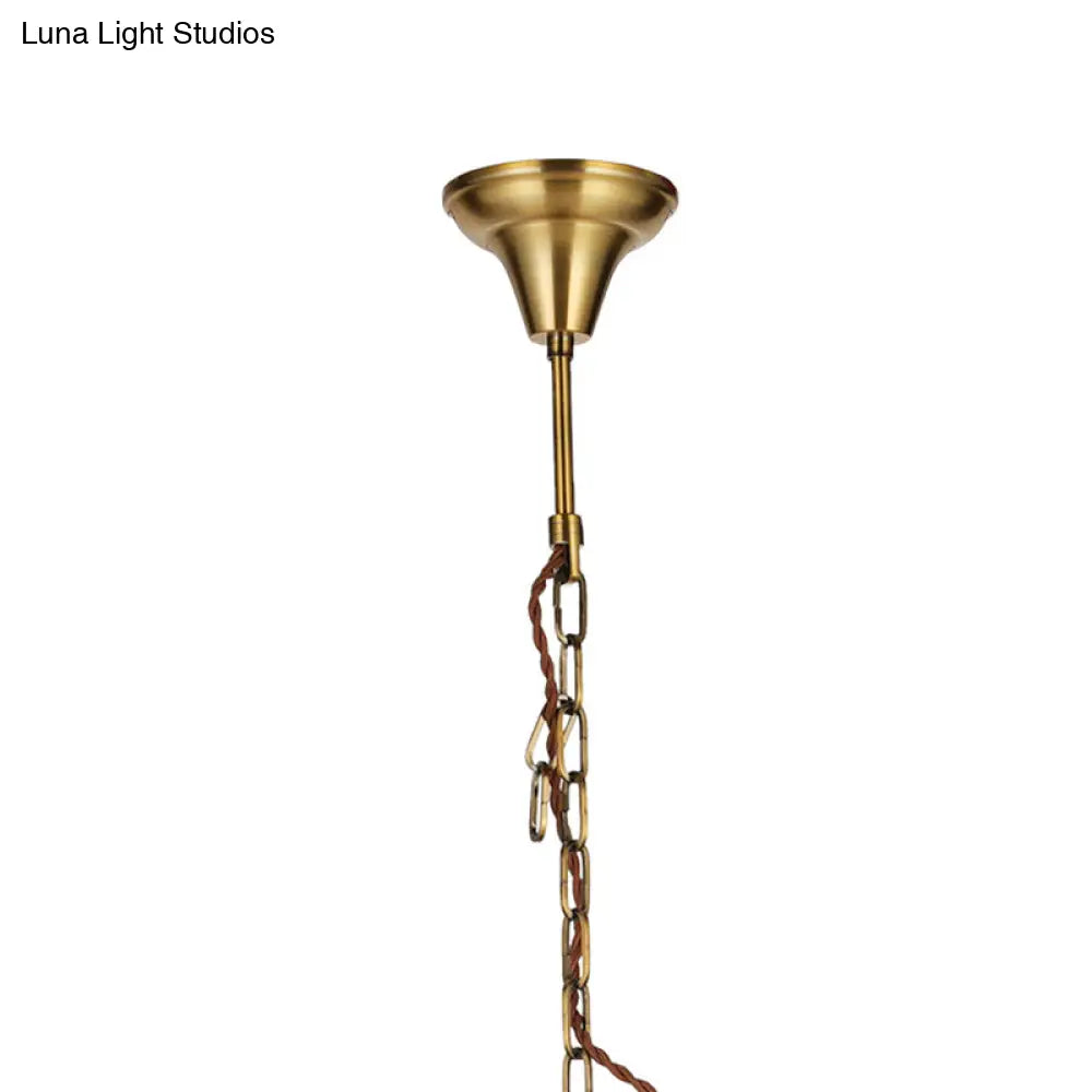 Traditional Brass Chandelier Light Fixture - Clear Glass & Metal Pendant Lamp