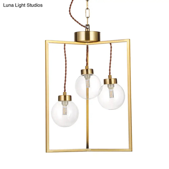 Traditional Brass Chandelier Light Fixture - Clear Glass & Metal Pendant Lamp