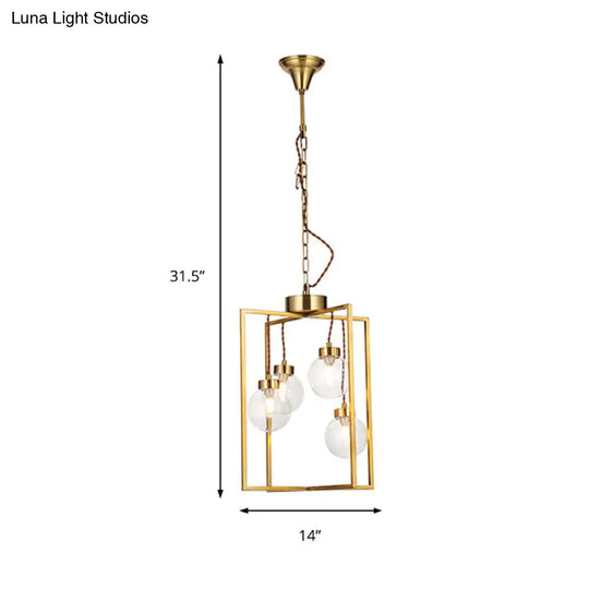 Traditional Brass Chandelier Light Fixture - Clear Glass & Metal Pendant Lamp