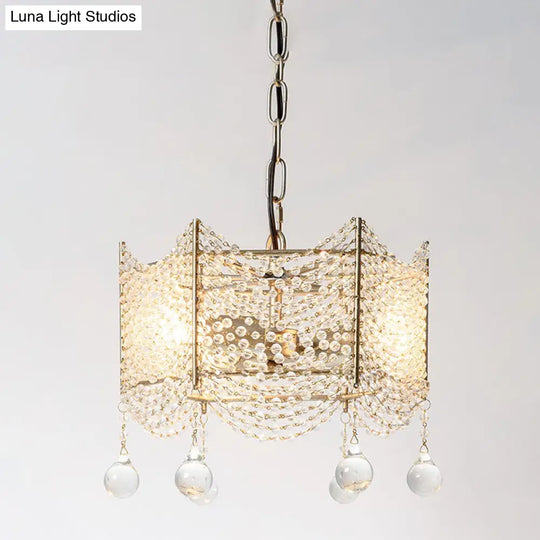 Traditional Brass Crystal Chandelier - Beaded Pendant Lighting Fixture For Dining Room (4/6 Lights)