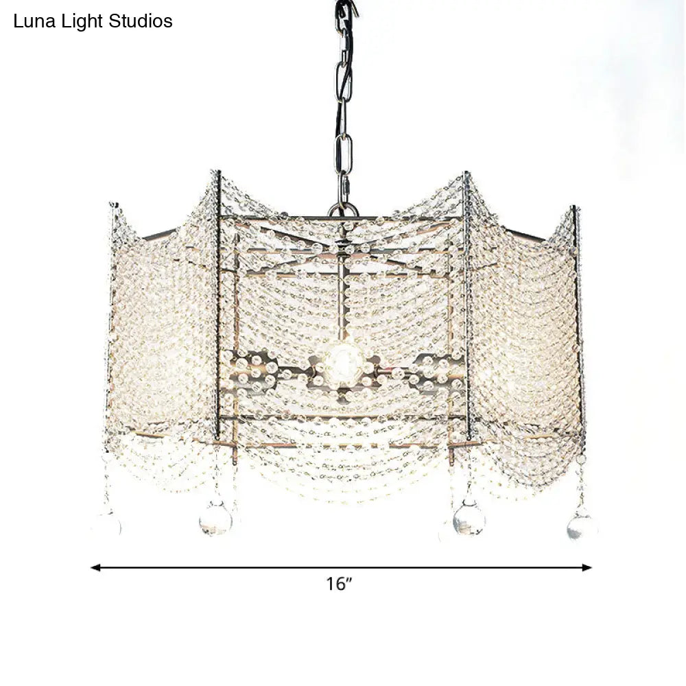 Traditional Brass Crystal Chandelier - Beaded Pendant Lighting Fixture For Dining Room (4/6 Lights)