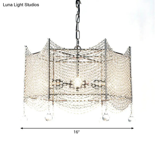 Traditional Brass Crystal Chandelier - Beaded Pendant Lighting Fixture For Dining Room (4/6 Lights)