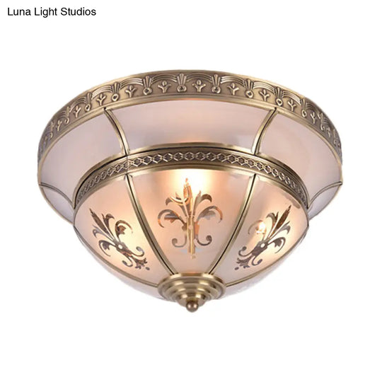 Traditional Brass Dome Flush Mount Light Fixture - 15’/18’ Width And 3/4 Lights For Living Room