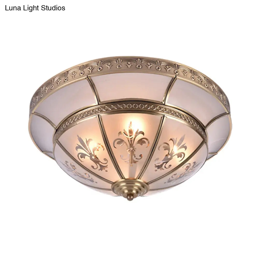 Traditional Brass Dome Flush Mount Light Fixture - 15’/18’ Width And 3/4 Lights For Living Room