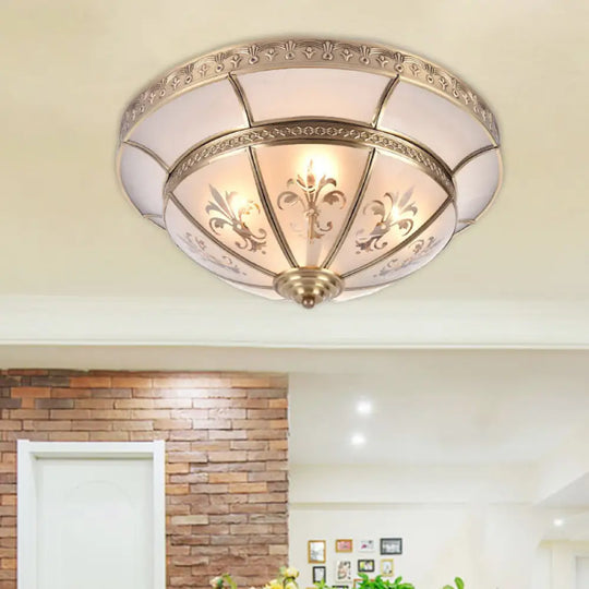 Traditional Brass Dome Flush Mount Light Fixture - 15’/18’ Width And 3/4 Lights For Living Room