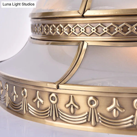 Traditional Brass Dome Flush Mount Light Fixture - 15/18 Width And 3/4 Lights For Living Room