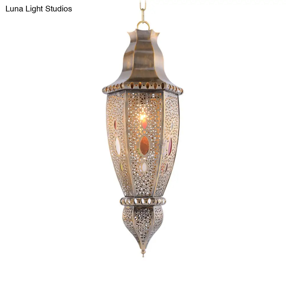 Traditional Brass Droplet Pendant Ceiling Light Fixture - Metal 1 Bulb Lighting