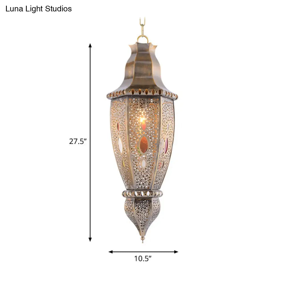 Traditional Brass Droplet Pendant Ceiling Light Fixture - Metal 1 Bulb Lighting