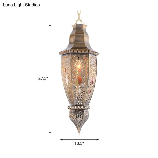 Traditional Brass Droplet Pendant Ceiling Light Fixture - Metal 1 Bulb Lighting