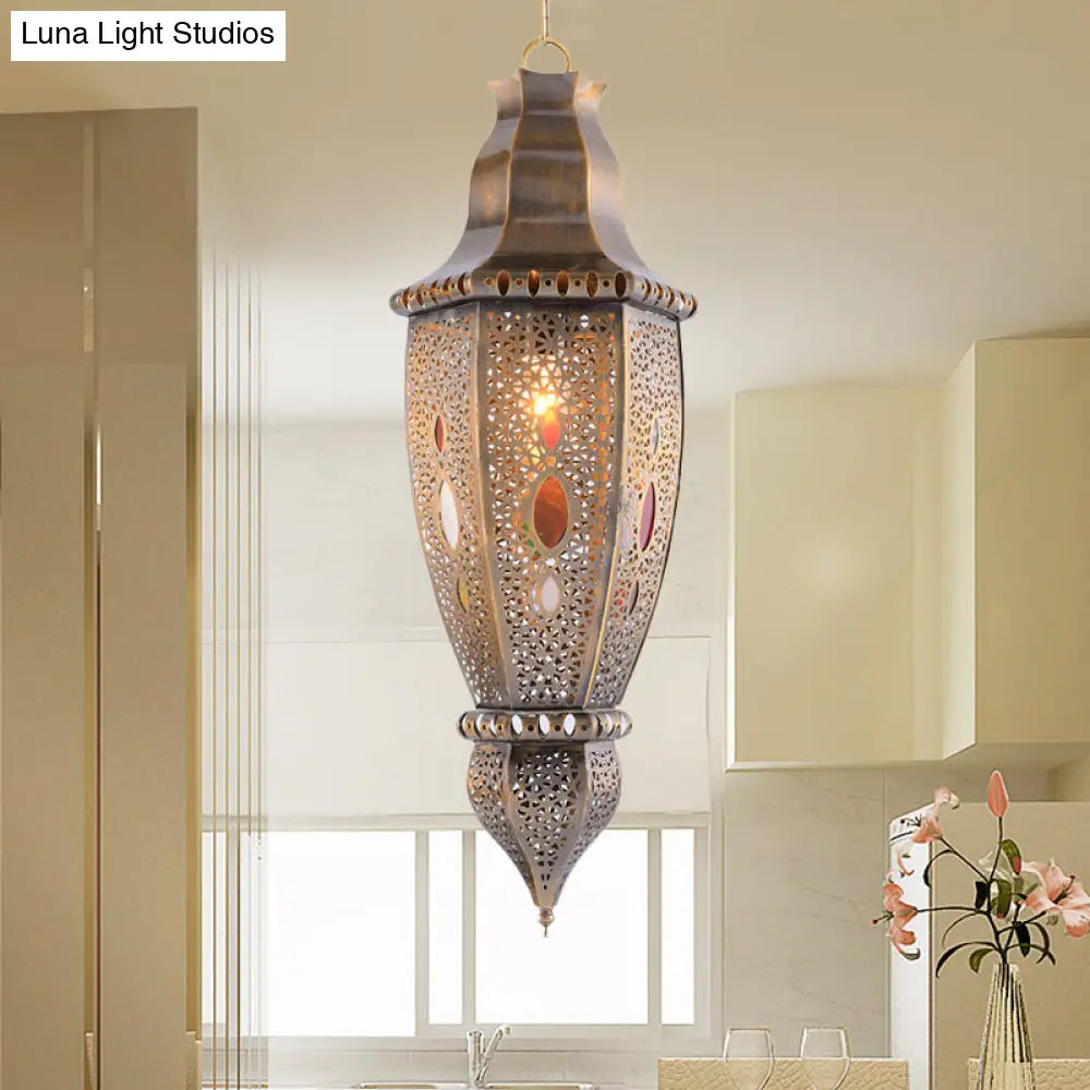 Traditional Brass Droplet Pendant Ceiling Light Fixture - Metal 1 Bulb Lighting