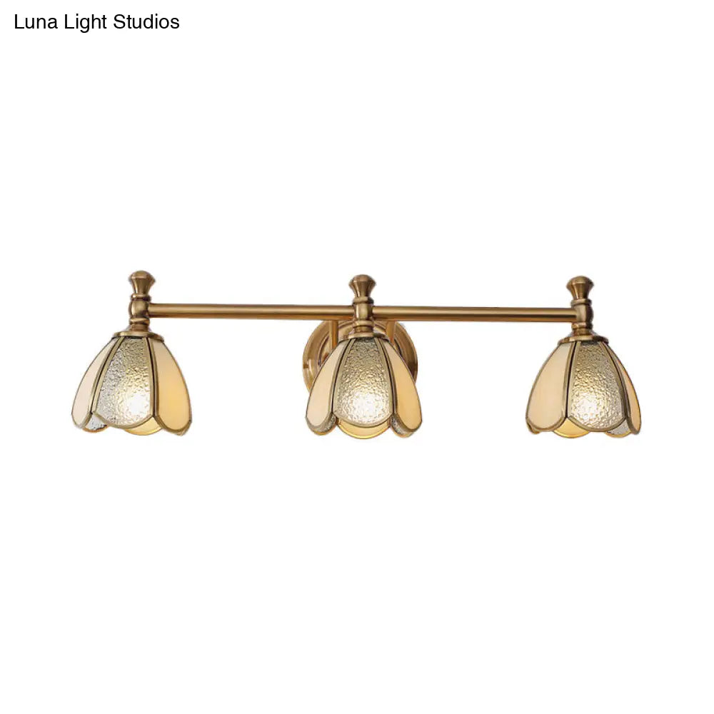 Traditional Brass Floral Vanity Wall Sconce With 2/3 Lights - Bathroom Lighting Fixture