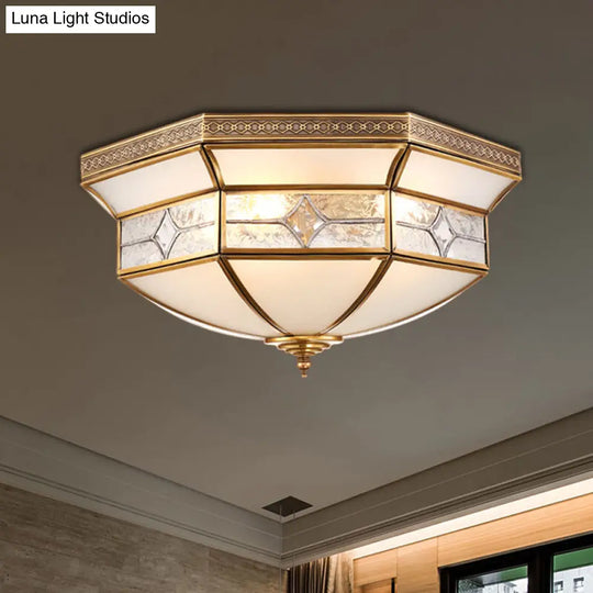 Traditional Brass Flush Mount Ceiling Light Fixture With Frosted Glass Shade - 3/4/6-Light Option 6