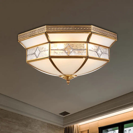 Traditional Brass Flush Mount Ceiling Light Fixture With Frosted Glass Shade - 3/4/6-Light Option 6