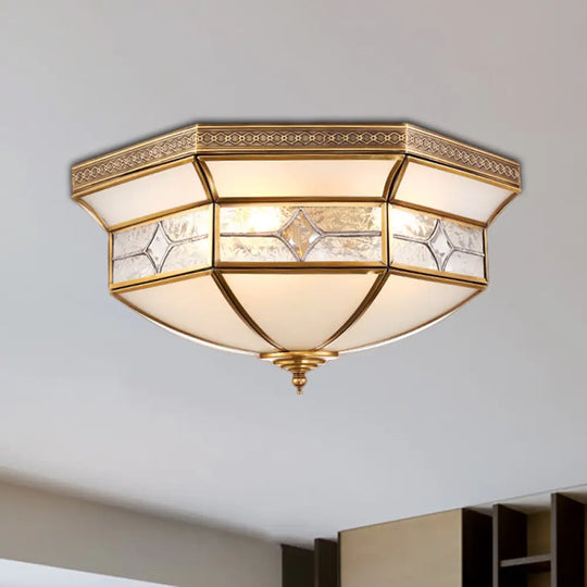Traditional Brass Flush Mount Ceiling Light Fixture With Frosted Glass Shade - 3/4/6-Light Option 4