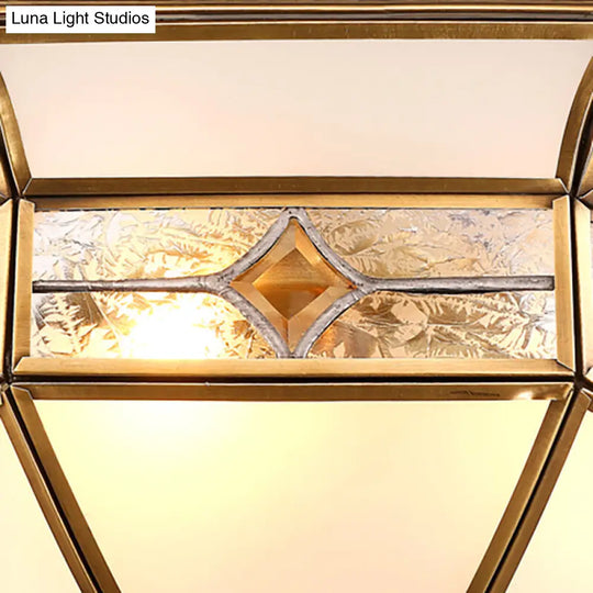 Traditional Brass Flush Mount Ceiling Light Fixture With Frosted Glass Shade - 3/4/6-Light Option