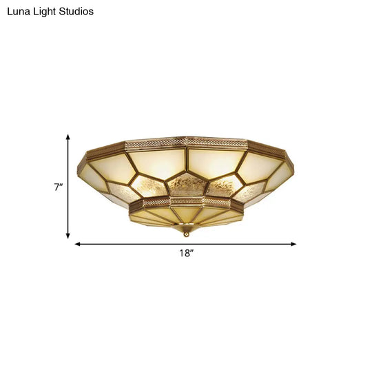Traditional Brass Flush Mount Ceiling Light With Frosted Glass Shades - Available In 3 Sizes