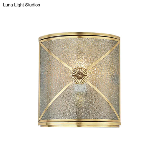 Traditional Brass Half Cylinder Water Glass Flush Wall Sconce - Corner Mount Light