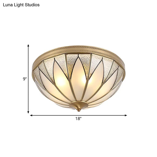 Traditional Brass Inverted Flush Mount Ceiling Light With Opal Glass 4 Lights Ideal For Living Room