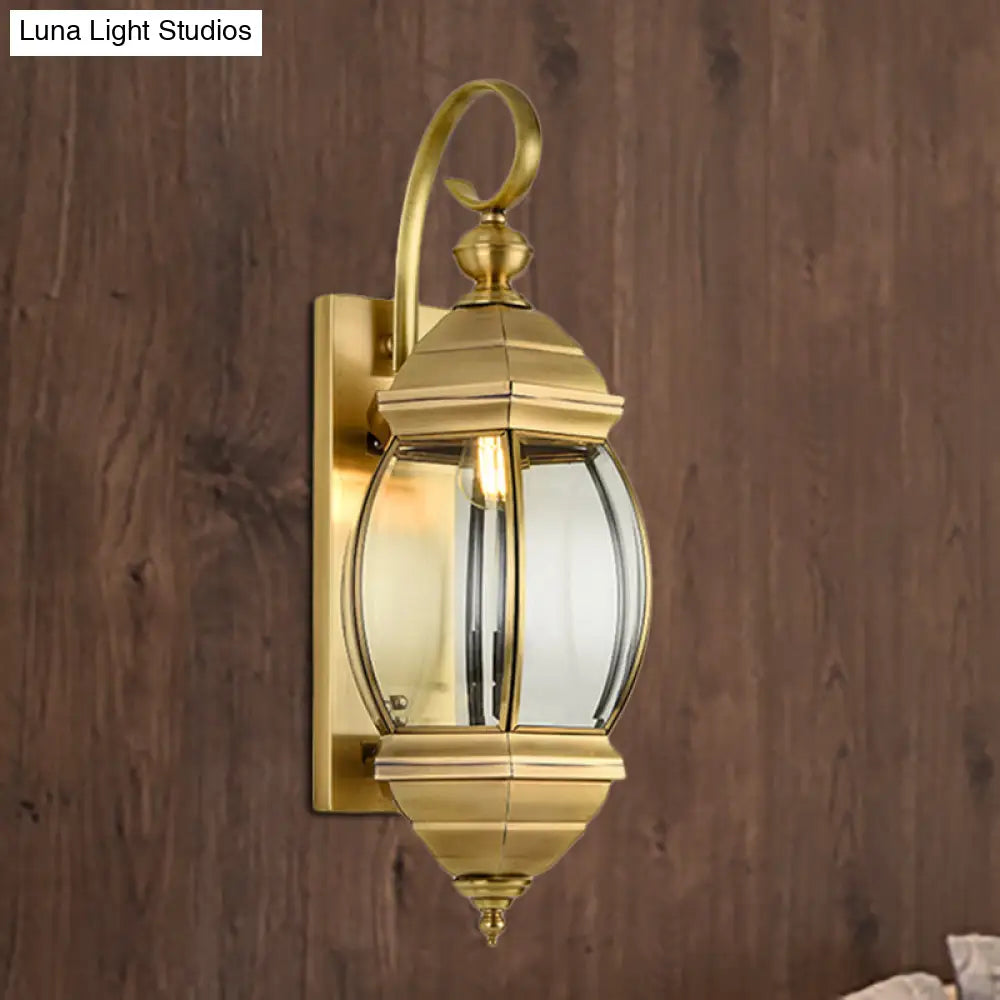 Traditional Brass Lantern Porch Wall Sconce Lighting 7.5/9.5 Wide