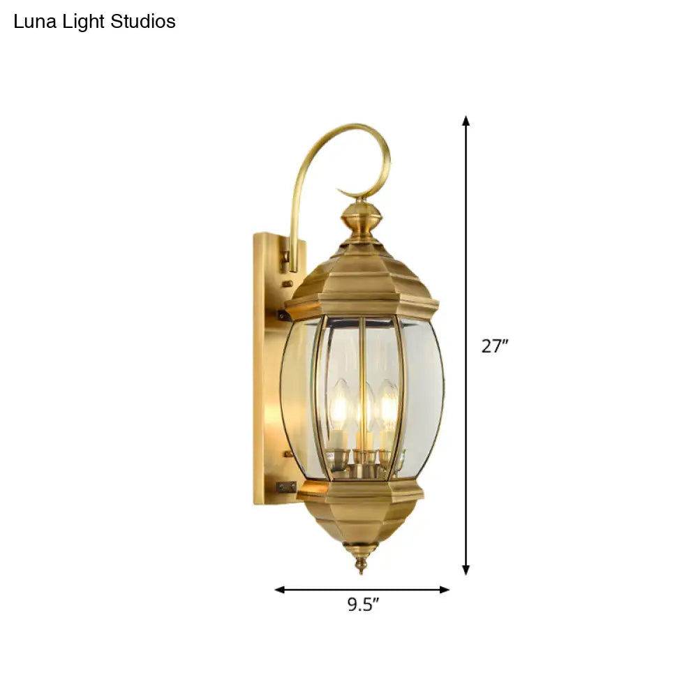 Traditional Brass Lantern Porch Wall Sconce Lighting 7.5/9.5 Wide