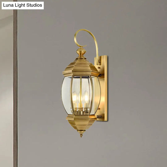 Traditional Brass Lantern Porch Wall Sconce Lighting 7.5/9.5 Wide