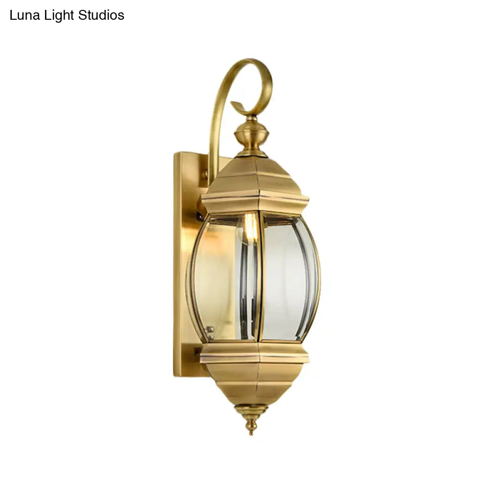 Traditional Brass Lantern Porch Wall Sconce Lighting 7.5/9.5 Wide