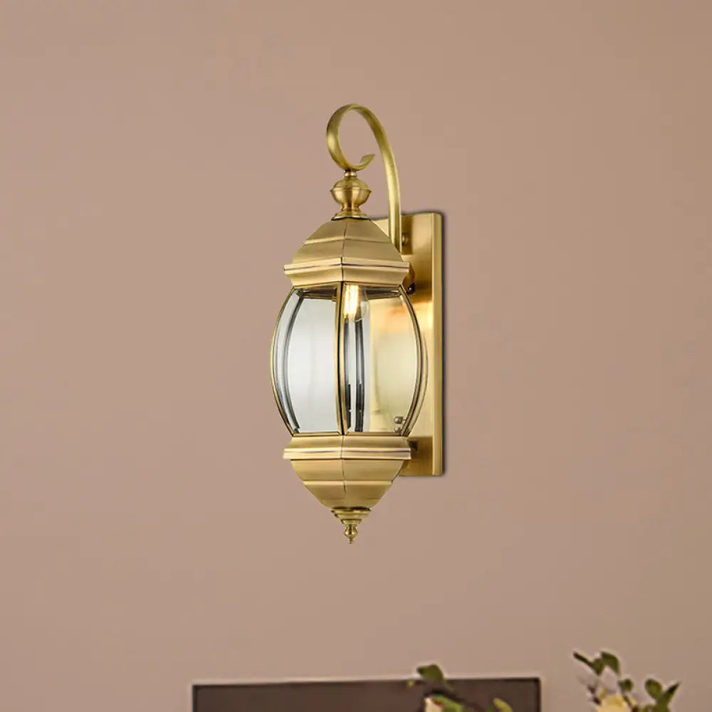 Traditional Brass Lantern Porch Wall Sconce Lighting 7.5/9.5 Wide / 7.5