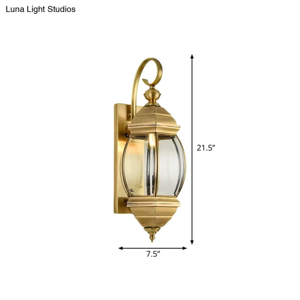 Traditional Brass Lantern Porch Wall Sconce Lighting 7.5/9.5 Wide