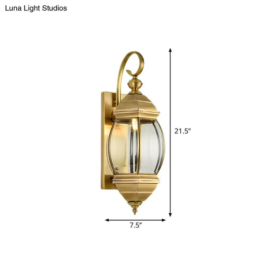 Traditional Brass Lantern Porch Wall Sconce Lighting 7.5/9.5 Wide