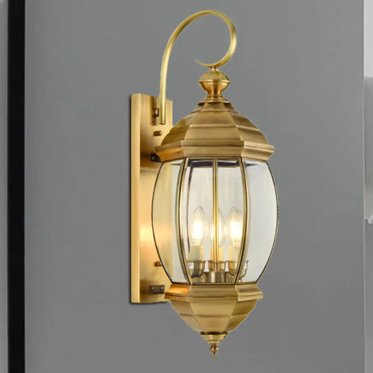 Traditional Brass Lantern Porch Wall Sconce Lighting 7.5/9.5 Wide / 9.5