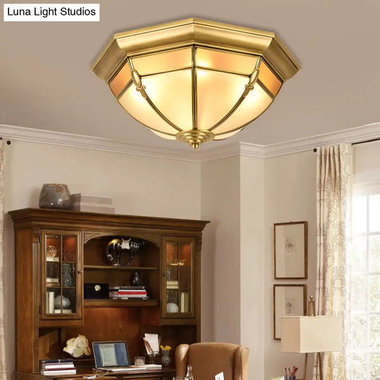 Traditional Brass Metal Dome Flush Mount Lamp - 3/4/6 Lights Ceiling Lighting For Living Room