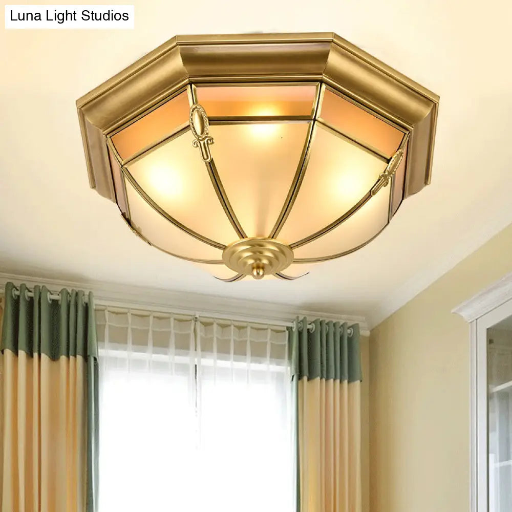Traditional Brass Metal Dome Flush Mount Lamp - 3/4/6 Lights Ceiling Lighting For Living Room