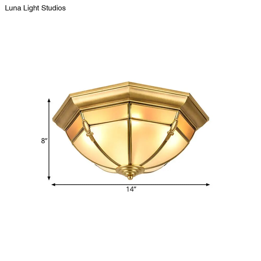 Traditional Brass Metal Dome Flush Mount Lamp - 3/4/6 Lights Ceiling Lighting For Living Room