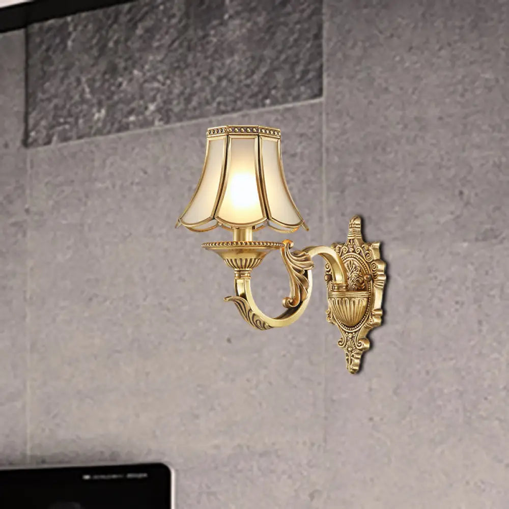 Traditional Brass Metal Wall Sconce Light Fixture For Bedroom 1 /