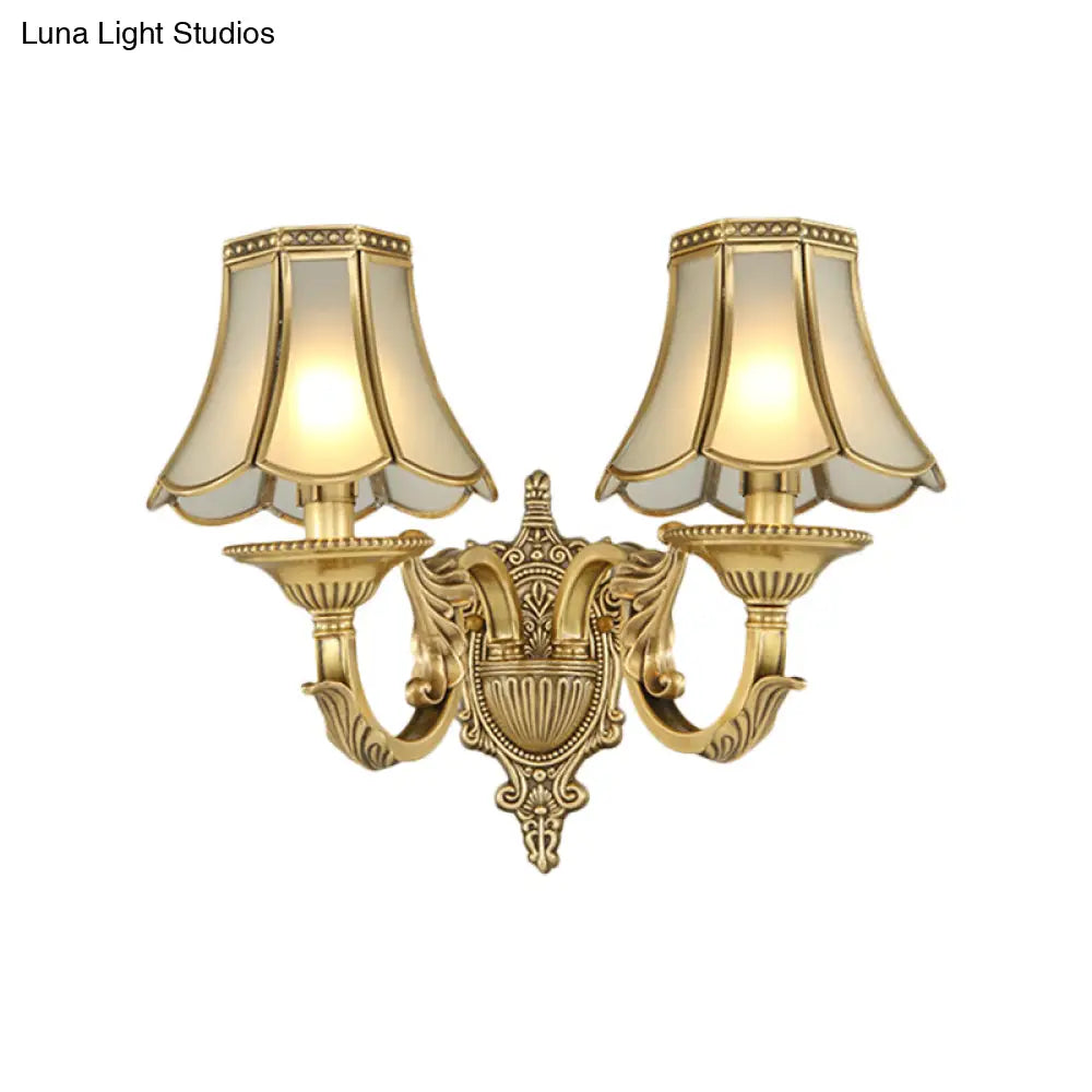 Traditional Brass Metal Wall Sconce Light Fixture For Bedroom