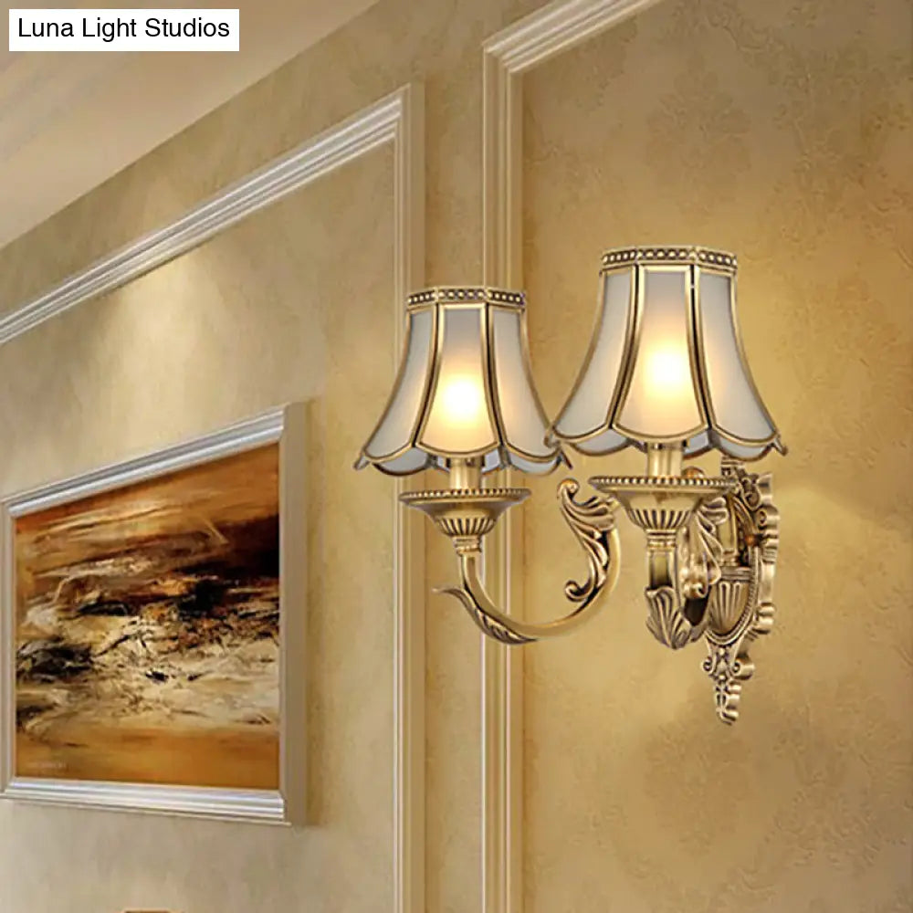 Traditional Brass Metal Wall Sconce Light Fixture For Bedroom