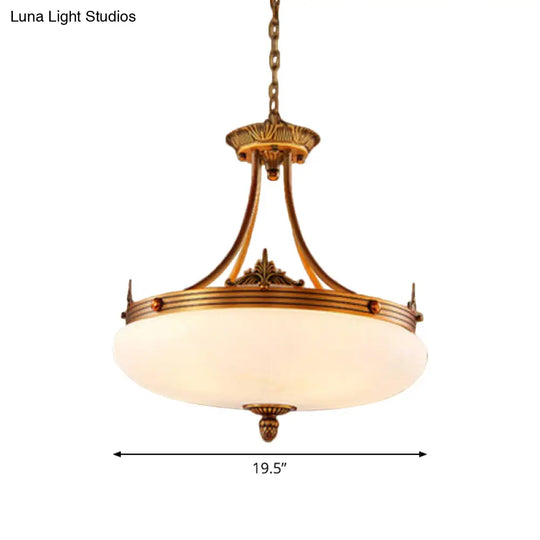 Traditional Brass Pendant Ceiling Light With White Glass Oval Shade - 4/5/6 Lights For Living Room