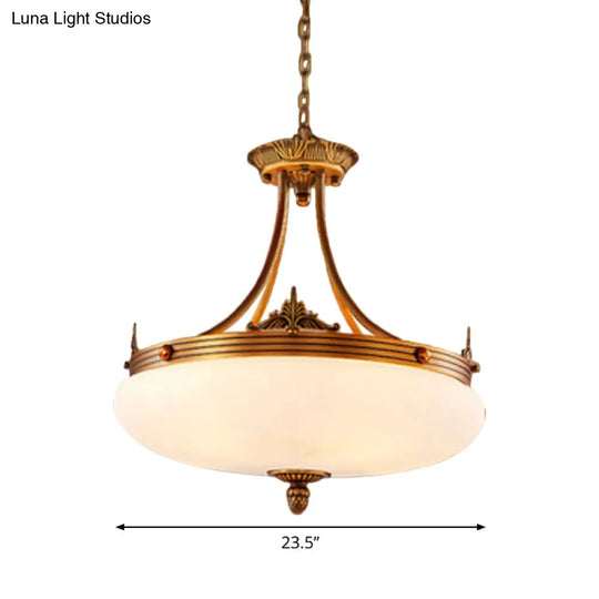 Traditional Brass Pendant Ceiling Light With White Glass Oval Shade - 4/5/6 Lights For Living Room