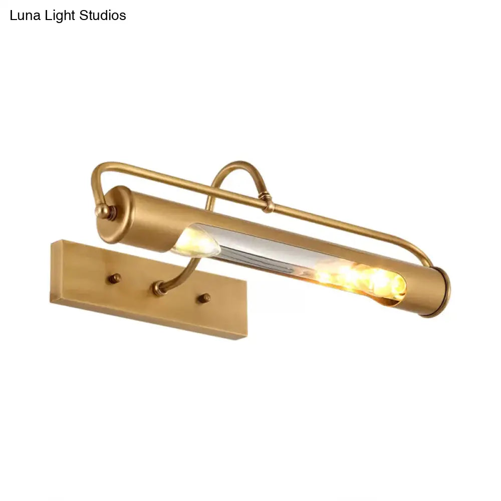 Traditional Brass Tube Vanity Light Fixture - 2 Lights 14/18 Wide