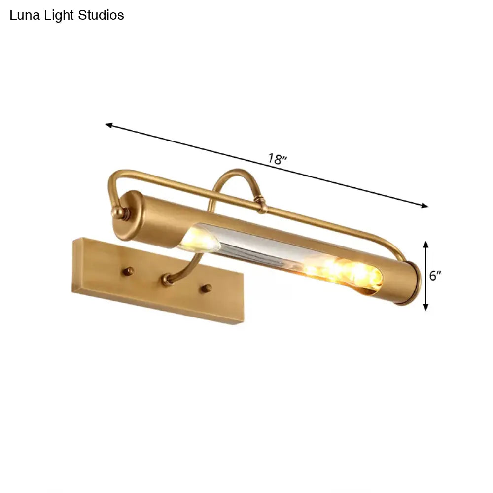 Traditional Brass Tube Vanity Light Fixture - 2 Lights 14/18 Wide