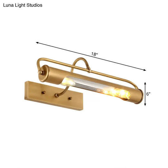 Traditional Brass Tube Vanity Light Fixture - 2 Lights 14/18 Wide