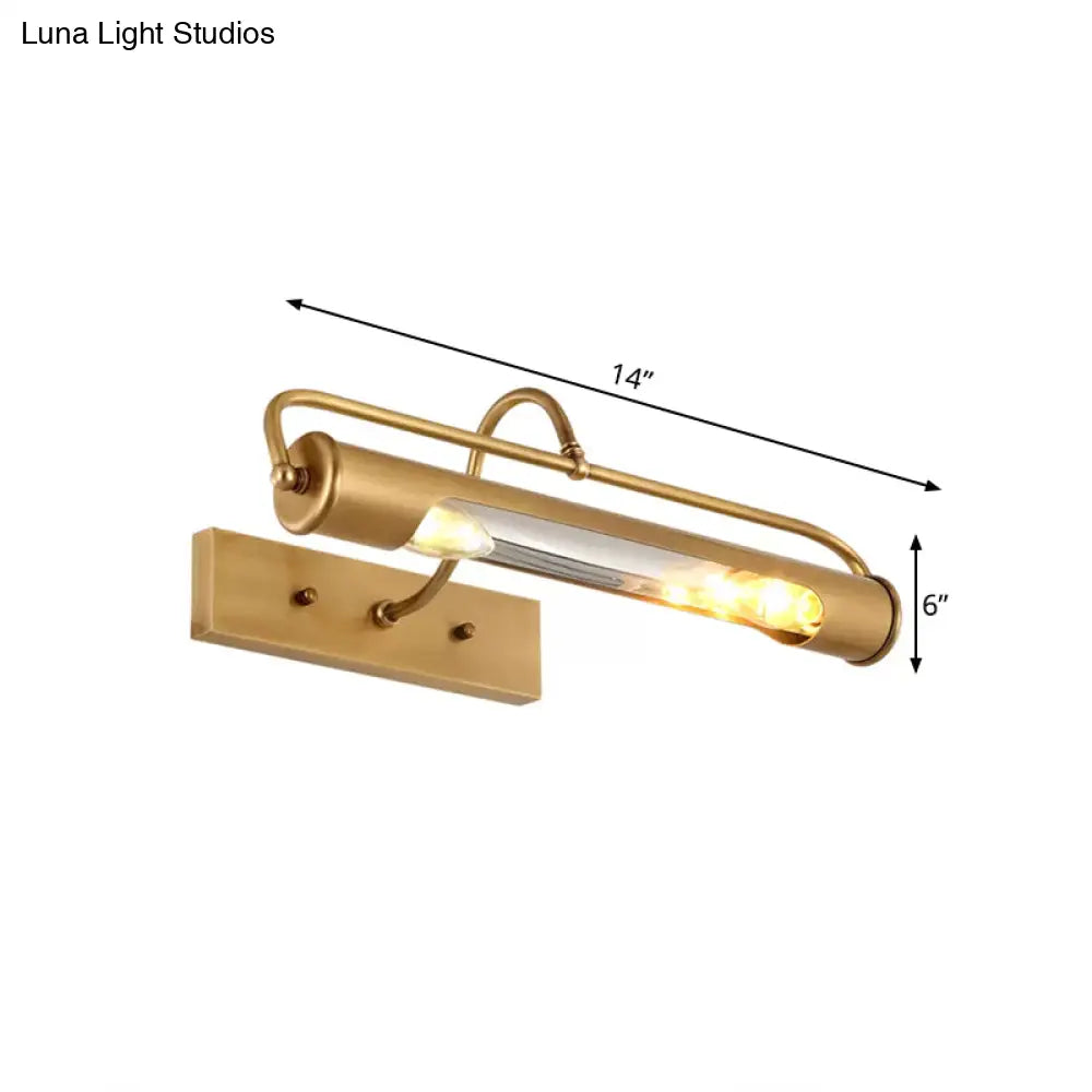 Traditional Brass Tube Vanity Light Fixture - 2 Lights 14/18 Wide