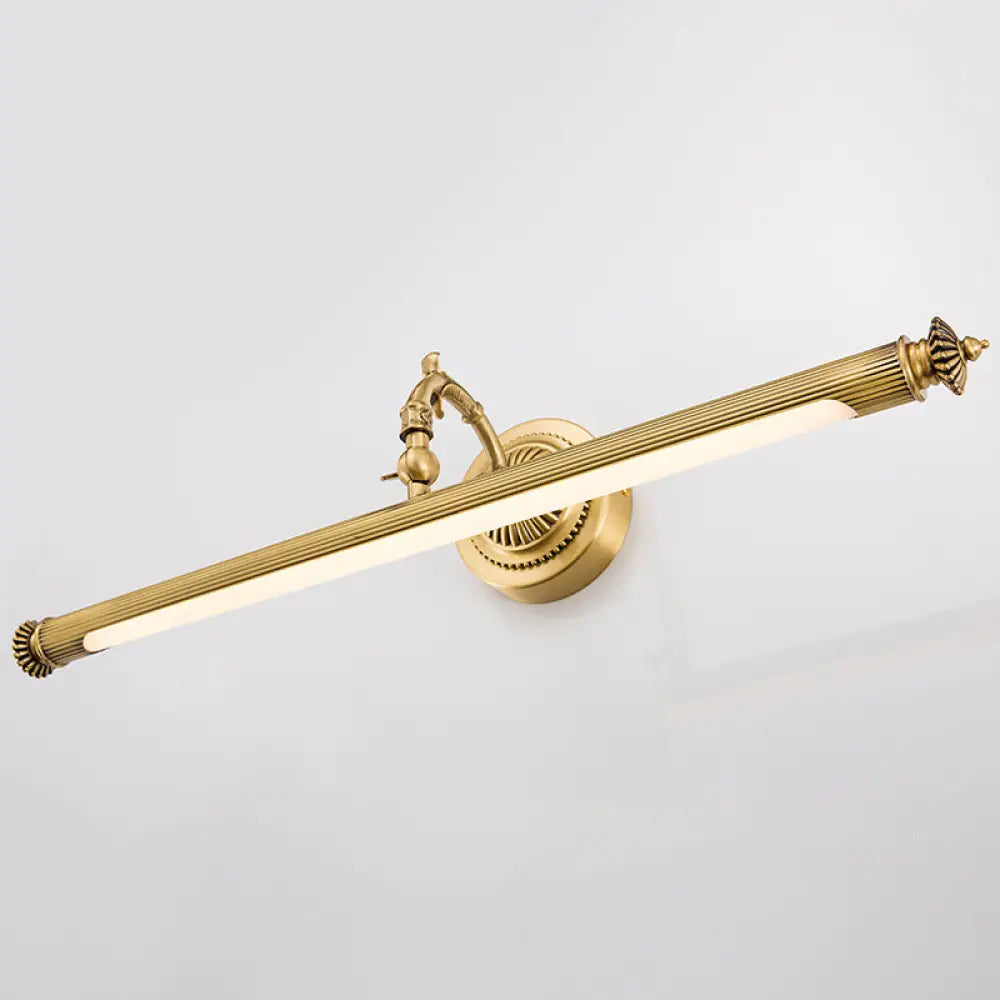 Traditional Brass Tube Vanity Sconce - Metal Bath Wall Mount Light With Rotary Joint / 19 White