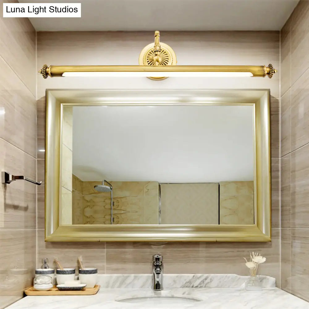 Traditional Brass Tube Vanity Sconce - Metal Bath Wall Mount Light With Rotary Joint