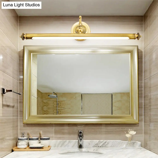 Traditional Brass Tube Vanity Sconce - Metal Bath Wall Mount Light With Rotary Joint