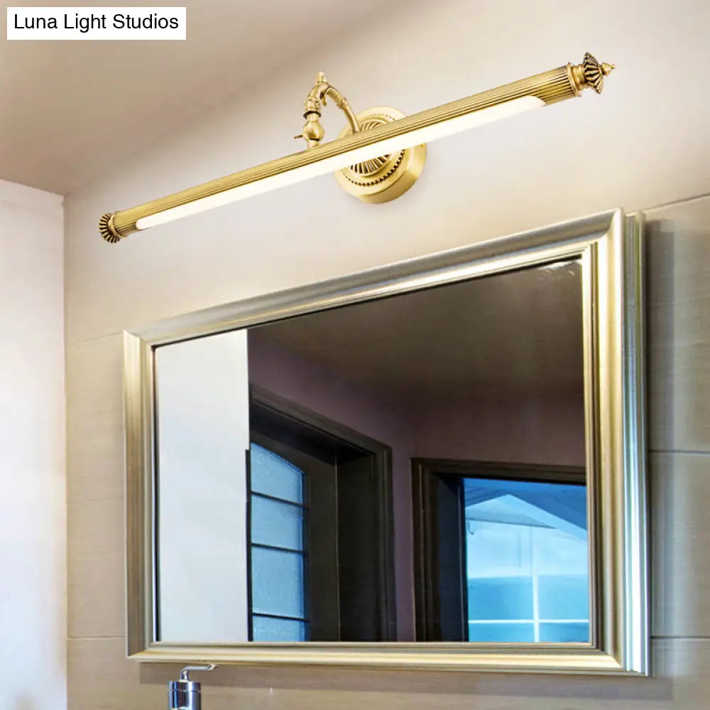 Traditional Brass Tube Vanity Sconce - Metal Bath Wall Mount Light With Rotary Joint